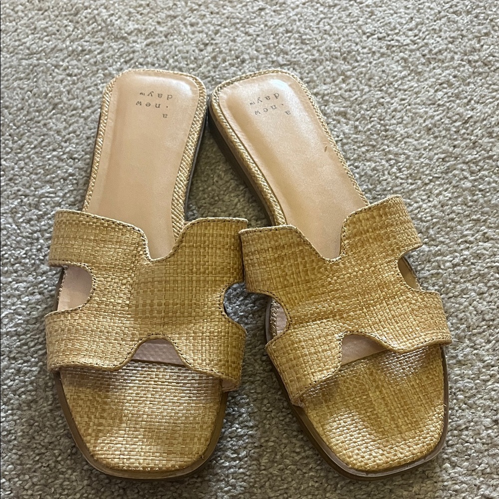 a new day Beige Woven Slide Sandals